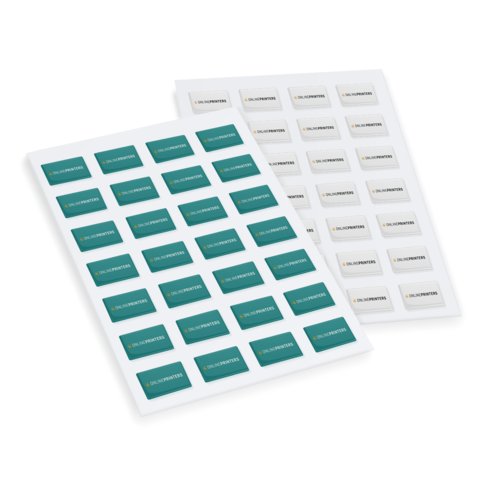 Farbige 3D-Aufkleber in individueller Form.