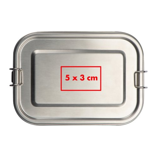 Metall-Lunchbox mit Verschlussclips.