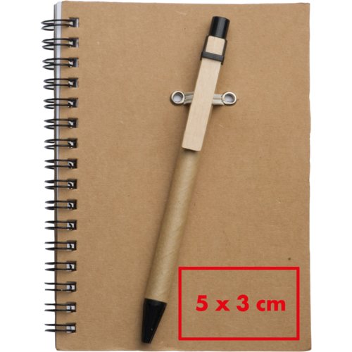 Brauner Schreibblock mit Spiralbindung.