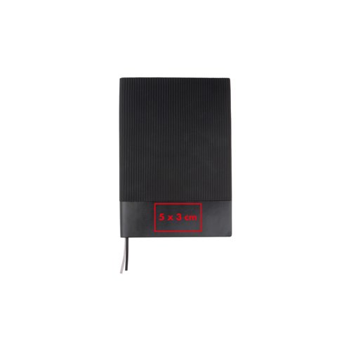Schwarzes Notizbuch mit Leseband.