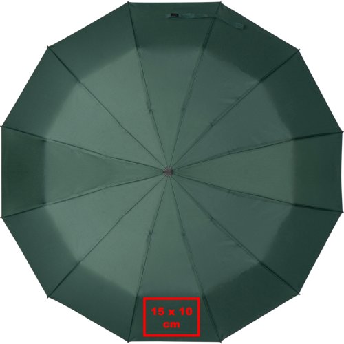 Grüner Taschenschirm, windfest und mit Bezug.
