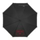 Schwarzer Automatik-Regenschirm mit großem Schirmdach und Bezug.