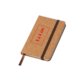 Notizbuch aus Kork mit Gummibandverschluss und Leseband.